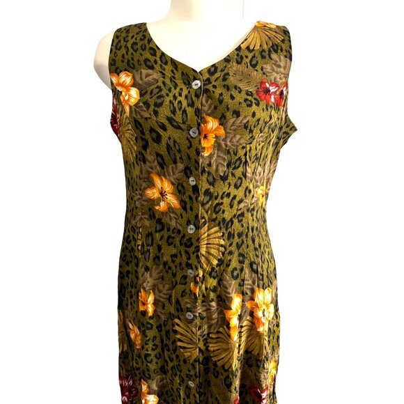 Vintage Floral Racerback Boho Maxi Dress Sz 12 by Scarlett Green Animal Print - Picture 6 of 15